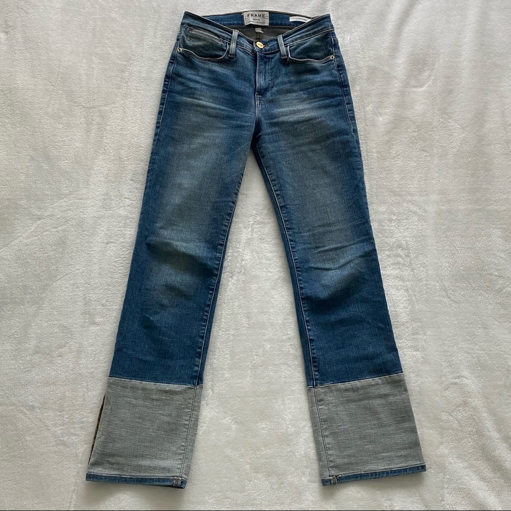 FRAME Denim Le High Straight Stretch Ankle Jeans 2 Tone Womens Size 25